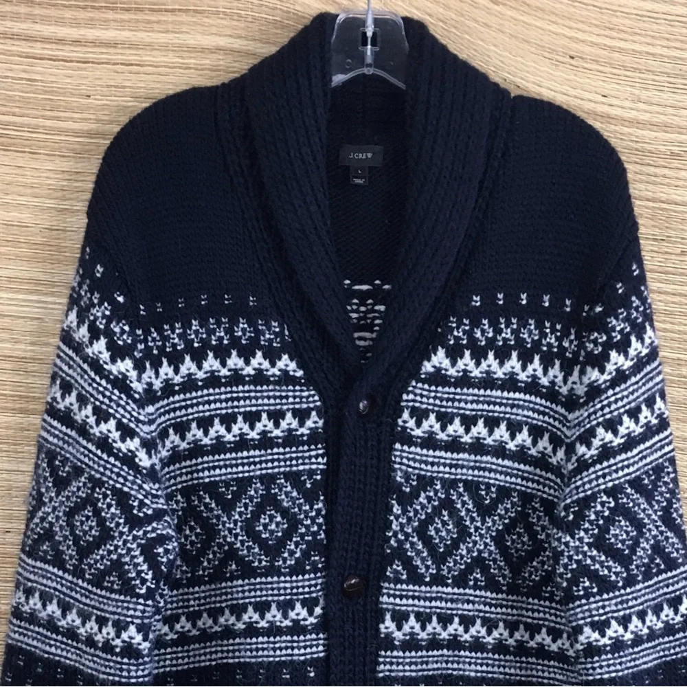 J. Crew Men's Navy and Gray Cardigan Sweater